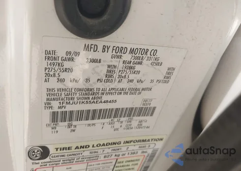 2010 Ford Expedition Limited из США, поврежденный, VIN 1FMJU1K55AEA48455